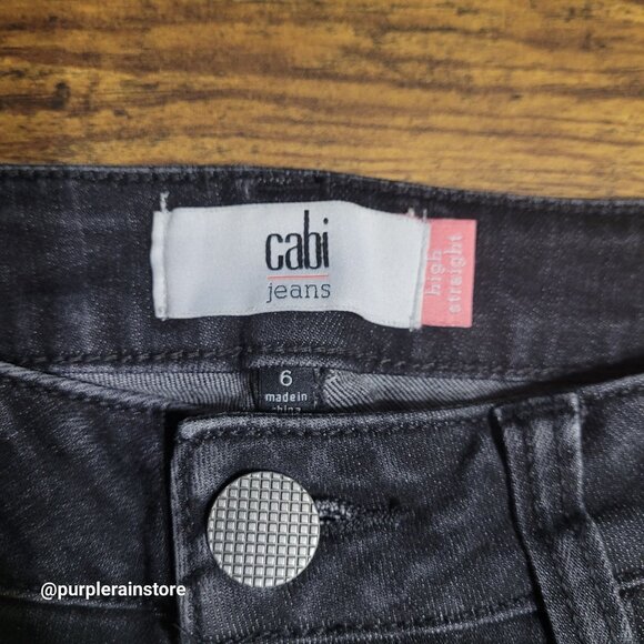 Cabi Jeans Size 6 High Straight Smolder Black Wash Stretch Denim 3560 - Picture 4 of 11